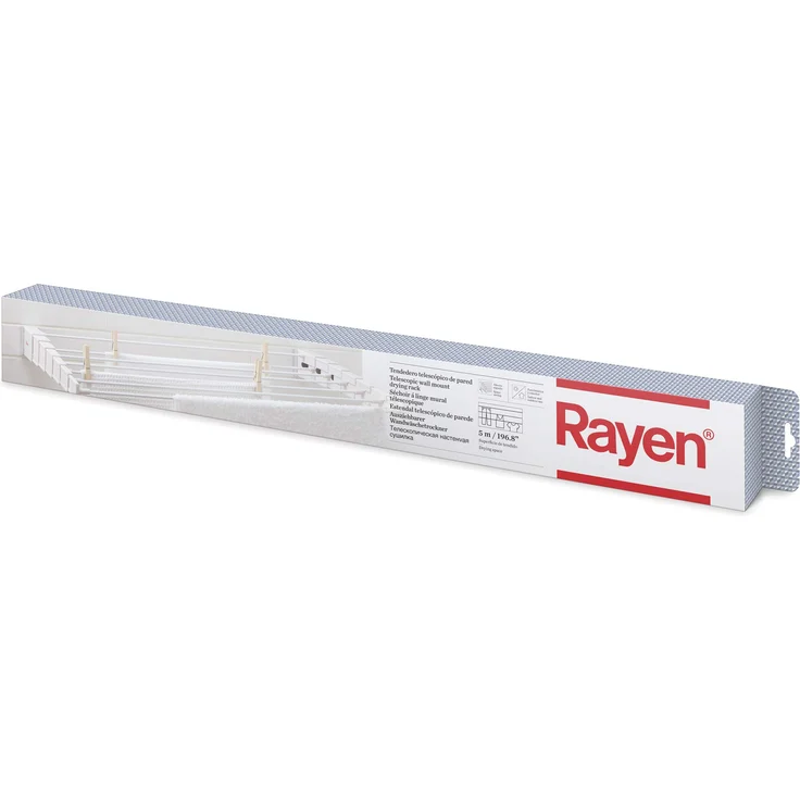 Rayen Teleskop-Wäscheleine, 5 m, weiß, lackierter Stahl, ABS, 80 x 37 cm