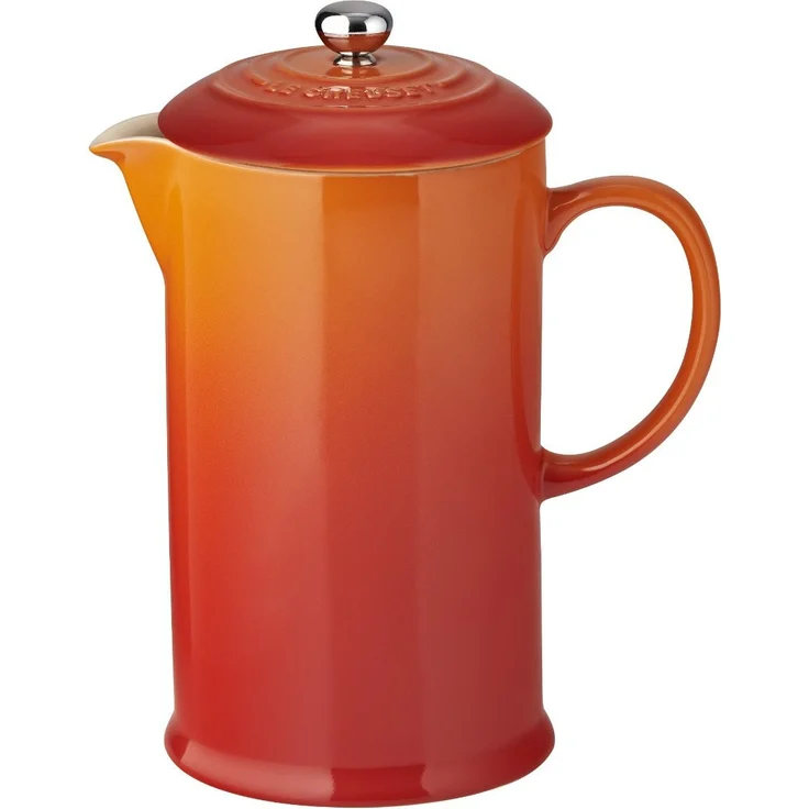 Le Creuset Kaffee-Bereiter-French Press mit Edelstahl-Presseinsatz, 800 ml, Steinzeug, Ofenrot – Bild 1