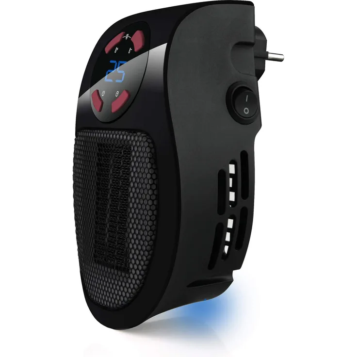 Taurus Tropicano Plug Heater Mini Keramik tragbar, leicht und kompakt, kabelloser Heizlüfter, programmierbarer Thermostat, 2 Leistungsstufen, Kühlmodus, 500 W, Schwarz, Heizlüfter