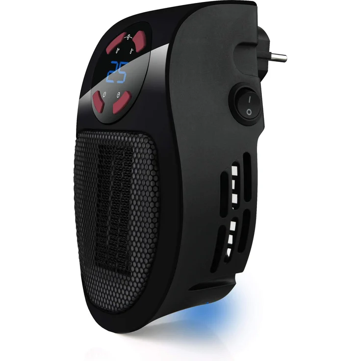 Taurus Tropicano Plug Heater Mini Keramik tragbar, leicht und kompakt, kabelloser Heizlüfter, programmierbarer Thermostat, 2 Leistungsstufen, Kühlmodus, 500 W, Schwarz, Heizlüfter – Bild 1