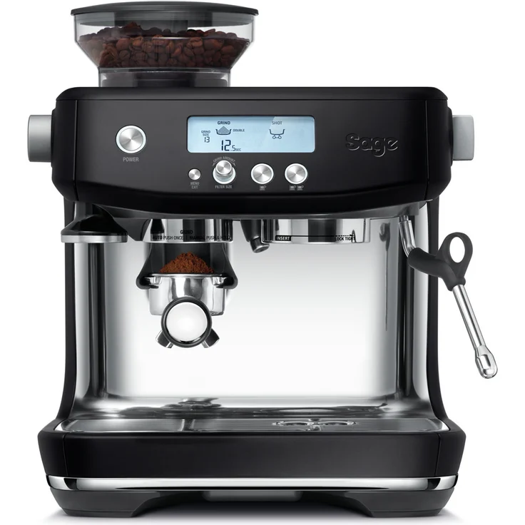 Sage SES878 the Barista Pro mit 3 Sekunden Aufheizzeit und integriertem Mahlwerk, 15 Bar, trüffelschwarz – Bild 1