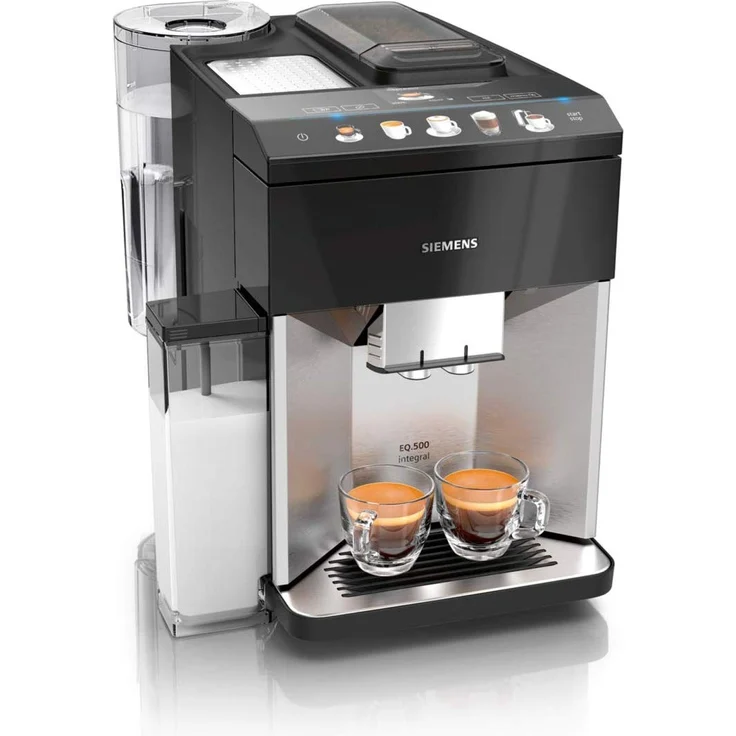 Siemens EQ.500 integral Kaffeevollautomat TQ507D03, einfache Bedienung, integrierter Milchbehälter, zwei Tassen gleichzeitig, 1.500 Watt, Edelstahl – Bild 1