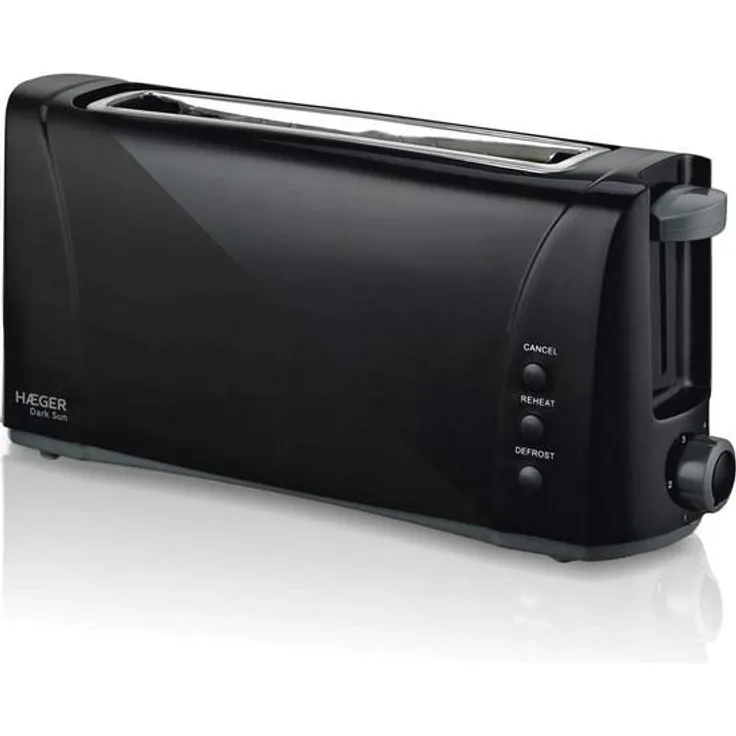 Haeger Dark Sun Toaster, 1000 W, 6 Bräunungsstufen, Krümelschublade, schwarz