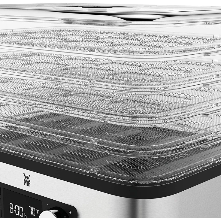 WMF Küchenminis Dörrautomat Edelstahl, Dörrgerät mit 5 Einlegefächern, 30-70°C, 250 Watt, 24h-Timer, Obsttrockner, Dehydrator, 2 Boxen, Müsliriegelform, bpa-frei – Bild 6