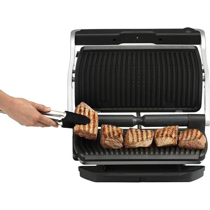 Tefal GC722D OptiGrill XL Kontaktgrill mit XL-Grillfläche, 2000W, mit zusätzlichen Temperaturstufen, automatische Anzeige des Garzustands, 9 voreingestellte Programme 40 cm x 20 cm, silber – Bild 12