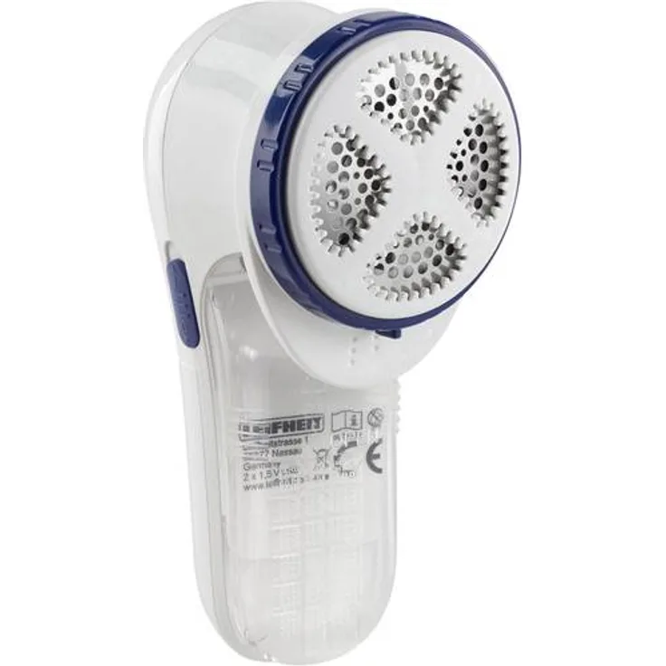 Leifheit Fusselrasierer, elektrischer Fusselentferner, 3-stufig verstellbar für verschiedene Stoffe, kabellos, inkl. Batterien und Reinigunsbürste, weiß