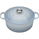 Le Creuset Signature Gusseisen-Bräter mit Deckel, Ø 24 cm, Rund, Für alle Herdarten und Induktion geeignet, Volumen: 4,2 l, coastal blue