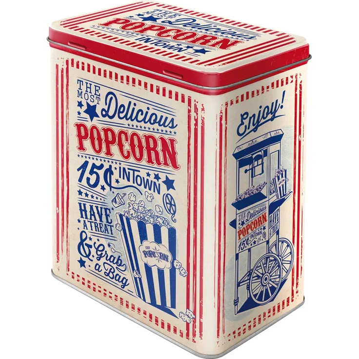 Nostalgic-Art 30144, USA, Popcorn, Vorratsdose L, Metall, 10 x 14 x 20 cm