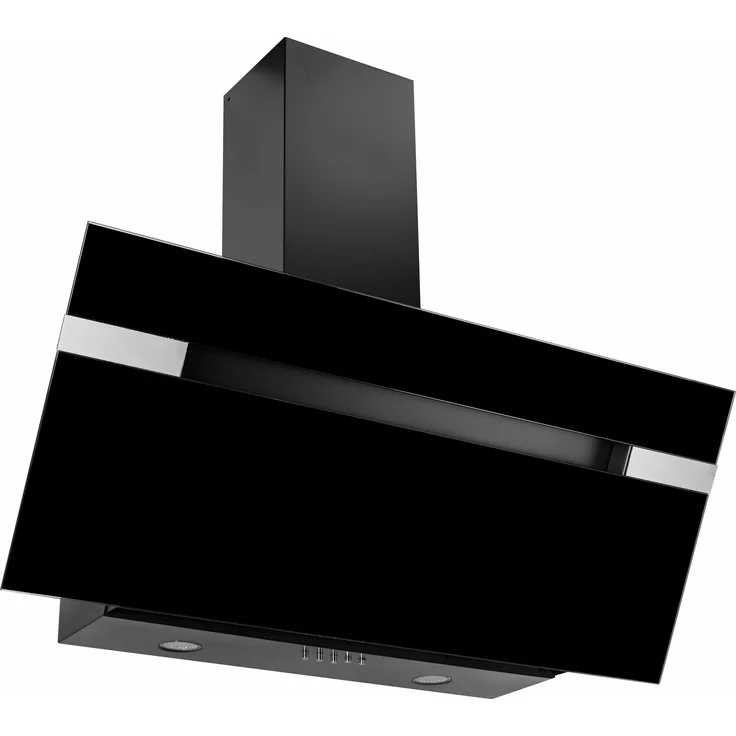 Amica Straight Black KH 17403 S, Motorhaube, Kamin abgewinkelt, Breite: 90 cm, Tiefe: 37.5 cm, Absaugung und Rückführung (mit zusätzlichem Rückführungsset), Schwarzes Glas – Bild 2