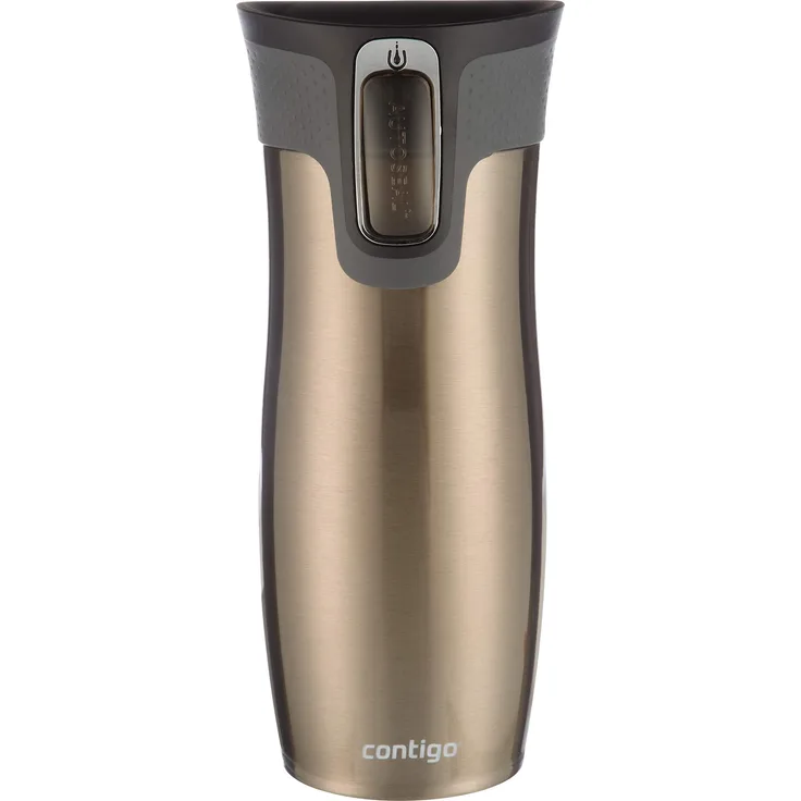 Contigo Thermobecher West Loop Autoseal, Edelstahl Isolierbecher, Kaffebecher to go, auslaufsicher, spülmaschinenfester Deckel BPA-frei, 470 ml , Latte , 470 ml