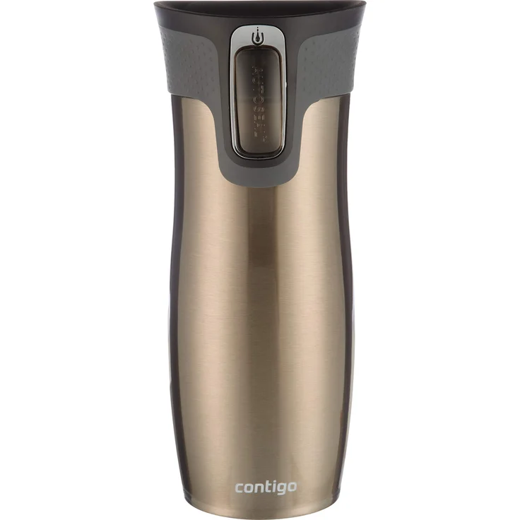 Contigo Thermobecher West Loop Autoseal, Edelstahl Isolierbecher, Kaffebecher to go, auslaufsicher, spülmaschinenfester Deckel BPA-frei, 470 ml , Latte , 470 ml – Bild 1