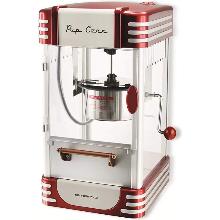 Emerio Popcornmaschine POM-120650, antihaftbeschichteter Behälter auch für süßes oder salziges Popcorn geeignet, 360 Watt