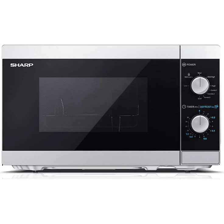 Sharp YC-MG01ES Mikrowelle mit Grillfunktion, Standgerät, 800 Watt, 20 Liter Garraum, 5 Leistungsstufen, Timer-Funktion, Drehteller – Bild 1