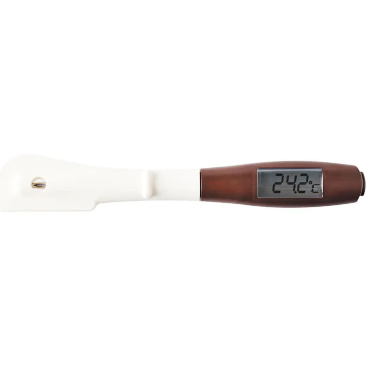 Mastrad Schokoladenschaber mit Thermometer 2in1, Küchenschaber, Küchenutensil, Silikon, Kunststoff, Inox-Stahl, Braun, F74116