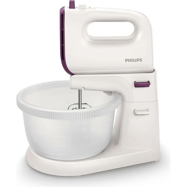 Philips HR-3745 Handmixer, 450W, 5 Geschwindigkeiten, Turbo-Stufe, 3L Schüssel, weiß