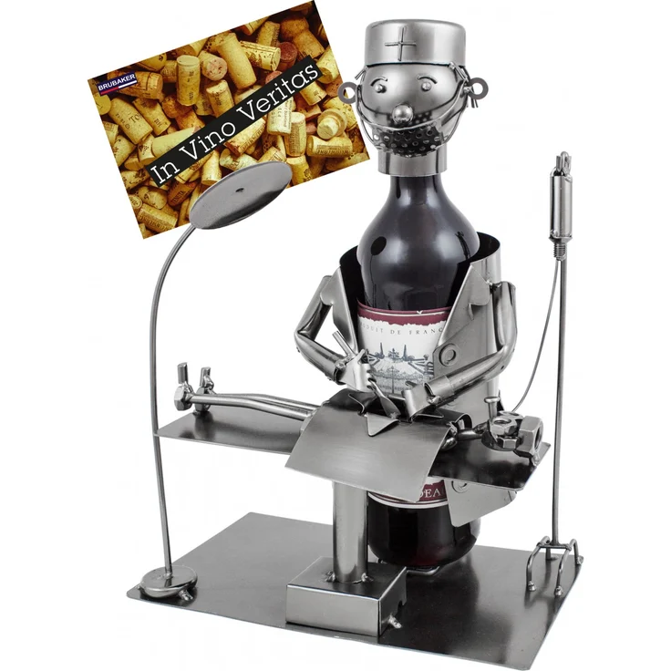 BRUBAKER Flaschenhalter Chirurg Metall Skulptur Geschenk mit Geschenkkarte