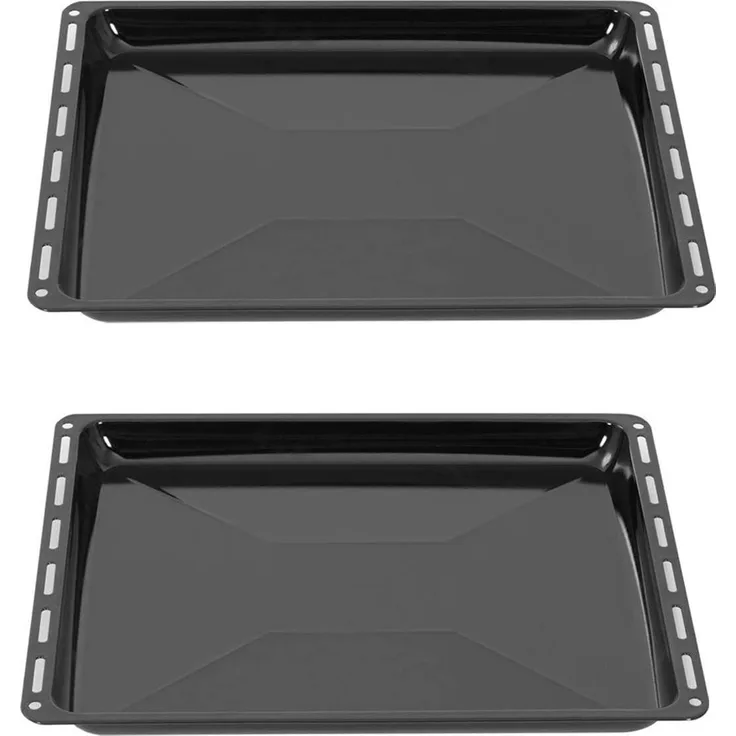 Komfortec ICQN, 455 x 375 x 30 mm Backblech Set, Passend für Bosch Siemens Neff Constructa, 2er Backbleche für Backofen, Emailliert, Fettpfanne, Kratzfest, 45,5 x 37,5 cm