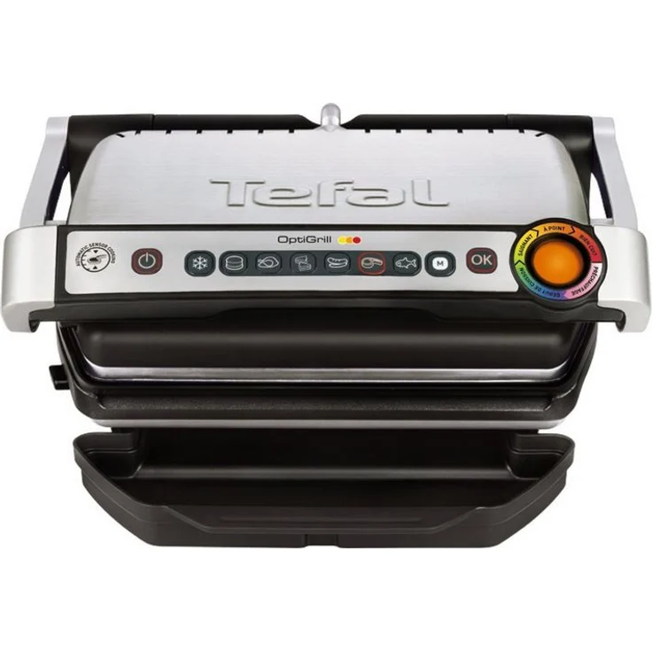 Tefal OptiGrill GC702D Kontaktgrill für ideale Grillergebnisse, 2.000 Watt, Standard-Modell, automatische Anzeige des Garzustands, 6 voreingestellte Grillprogramme 30 cm x 20 cm, schwarz, silber – Bild 2