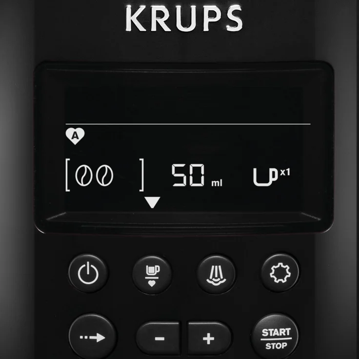 Krups EA8160 Kaffeevollautomat (1450 Watt, 1,8 Liter, 15 bar, LC Display, Cappuccinatore) schwarz, mit Milchsystem und integriertem Mahlwerk – Bild 5