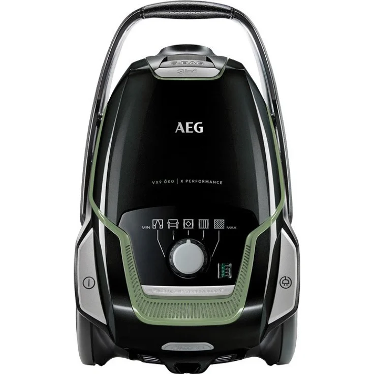 AEG VX9-2-ÖKO Staubsauger mit Beutel (70% Recyclingmaterial, inkl. Zusatzdüsen, 12 m, 850 Watt, nur 65 dB(A), 5 l Staubbeutelvolumen, waschbarer Filter, neue technische Version, schwarz-grün)  – Bild 3