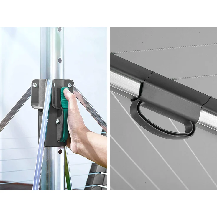 Leifheit Wäschespinne Linomatic 500 Plus, 50 m Leinenlänge, Wäscheschirm inkl. Bodenhülse, mit Leineneinzug, höhenverstellbar, anthrazit (85276) – Bild 7