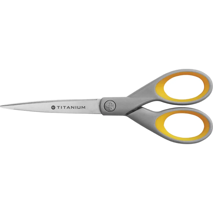 Westcott E-30470 00 Titanium Super Softgrip Schere, 18 cm, grau-gelb