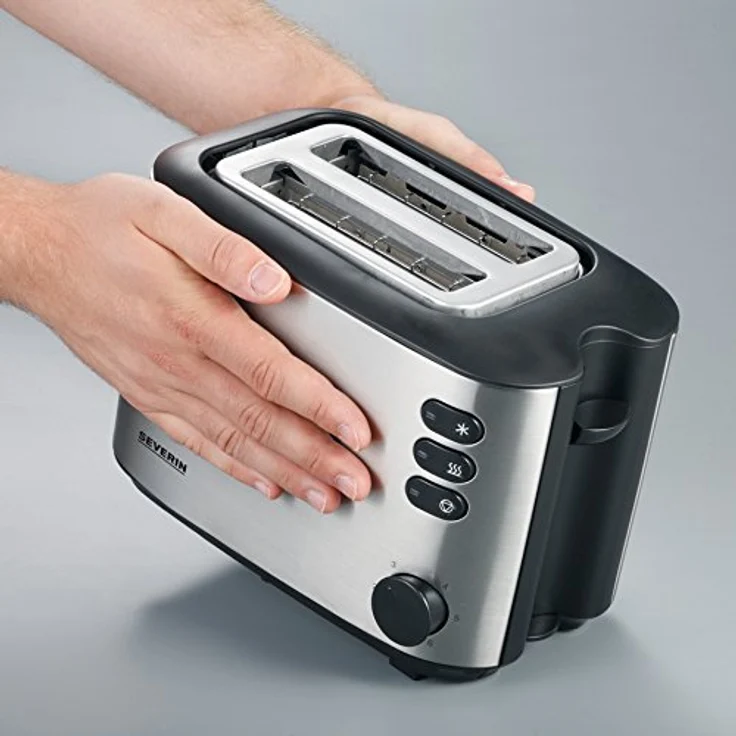Severin AT 2514 Automatic Doppelschlitztoaster, 850W, 6 Bräunungsstufen, Edelstahl gebürstet schwarz – Bild 4