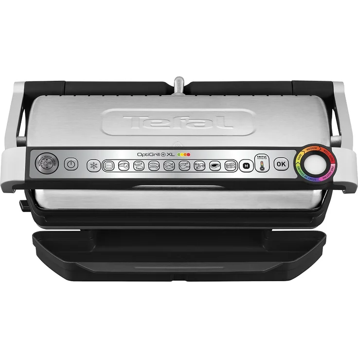 Tefal GC722D OptiGrill XL Kontaktgrill mit XL-Grillfläche, 2000W, mit zusätzlichen Temperaturstufen, automatische Anzeige des Garzustands, 9 voreingestellte Programme 40 cm x 20 cm, silber – Bild 1