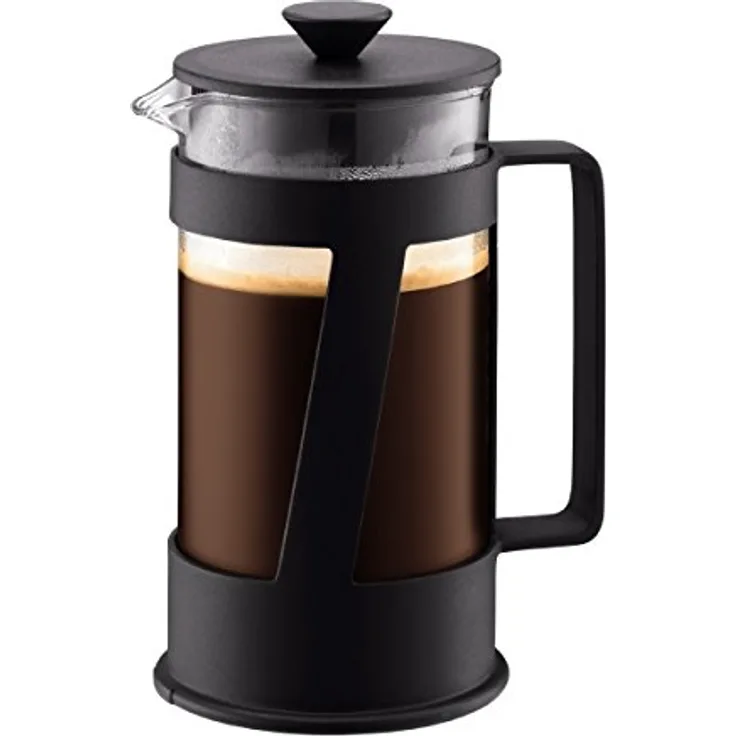 Bodum CREMA Kaffeebereiter (French Press System, Permanent Edelstahl-Filter, Sicherheits-Deckel, 1,0 liters) schwarz