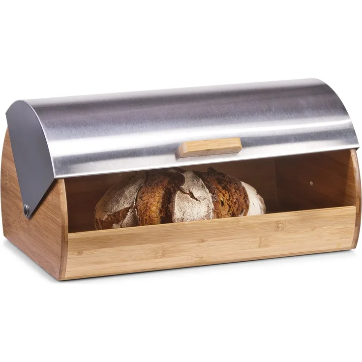 Zeller 25344 Brotkasten, 39 x 25.5 x 18.5 cm, Bamboo-Edelstahl