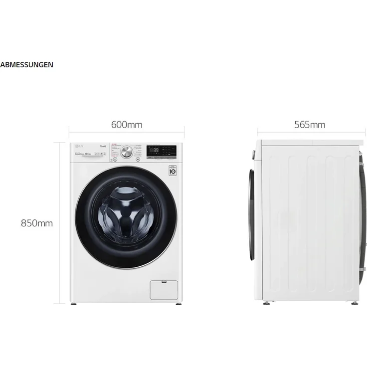 LG F6W105A, Frontlader-Waschmaschine, A, Fassungsvermögen 10,5 kg, Standgerät, Breite 60 cm, Kindersicherung, Invertmotor – Bild 6