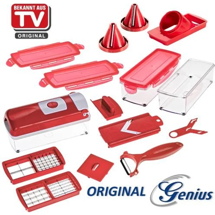 Genius Gemüse-und Obstschneider, Kunststoff, rot, 22.2 x 10 x 8.2 cm – Bild 1
