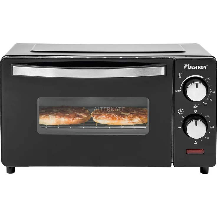 Bestron Kompakter Mini-Backofen mit Ober--Unterhitze, 9 Liter, 800 Watt, Schwarz – Bild 1