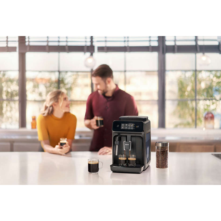 Philips EP1220-00 Serie Kaffeevollautomat, OneTouch-Bedienung, 12-stufiger Mahlgrad, Display, 1500 Watt, schwarz matt, mit Milchsystem und integriertem Mahlwerk – Bild 4
