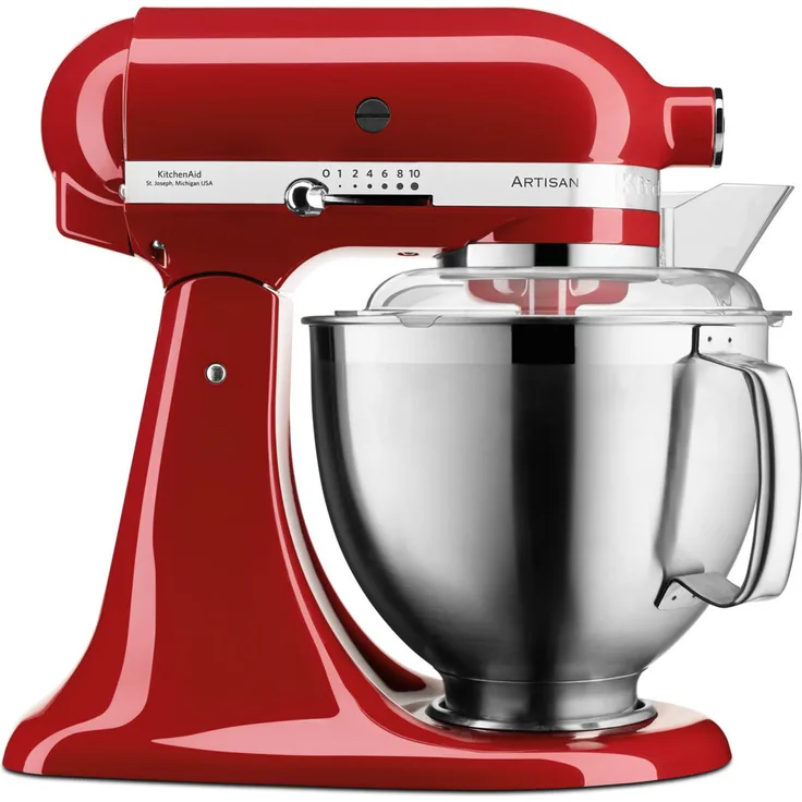 KitchenAid Artisan 5KSM185PSEER Küchenmaschine mit Direktantrieb, 300W, 4,8L Edelstahlschüssel, empire rot, Serie: 5KSM185PS