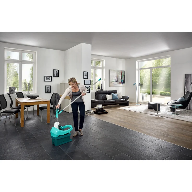 Leifheit Wischtuchpresse Profi XL mit Rollen und Tragegriff, mit Fußbedienung für rückenschonendes Putzen ohne Bücken und saubere Hände, 8 Liter Eimer mit Pressaufsatz, 39 x 29 x 51 cm – Bild 9