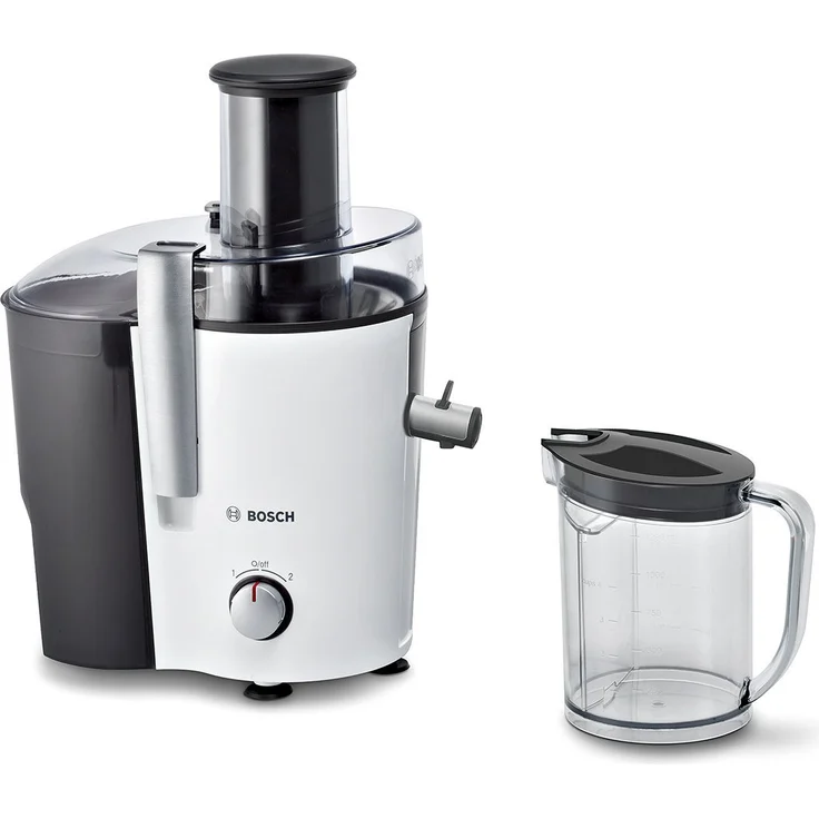 Bosch MES25A0 Entsafter VitaJuice 2 700 W, XL-Einfüllschacht, Edelstahl-Microfilter-Sieb, Ausgießer mit DripStop, weiß - anthrazit – Bild 1