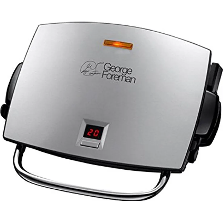 George Foreman 14525-56 Fitnessgrill Grill&Melt, Kontaktgrill, Panini- und Sandwichgrill, 26,5 x 16 cm große Grillfläche, Edelstahl-schwarz