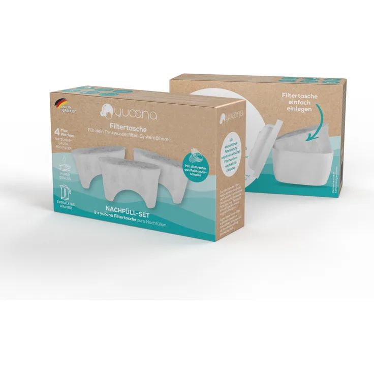Yucona Wasserfilter Starter-Kit - Kartusche mit 6 Filtertaschen