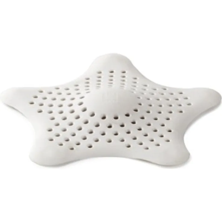 Umbra Starfish Abfluss Haarfänger mit 5 Starken Saugnäpfen – Silikon Abflusssieb und Haar Stopper für Dusche, Badewanne, Waschbecken und Spüle – Hält Abflüsse Frei von Haaren und Kleinteilen, Weiß
