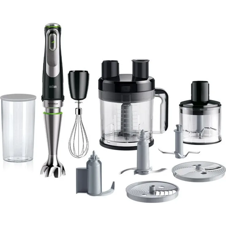 Braun Stabmixer MQ 9195XLI MultiQuick 9, 1200W ActiveBlade Technologie, inkl. Zubehör, silber, schwarz
