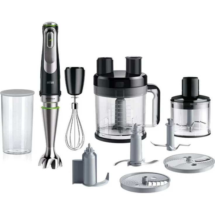 Braun Stabmixer MQ 9195XLI MultiQuick 9, 1200W ActiveBlade Technologie, inkl. Zubehör, silber, schwarz – Bild 1