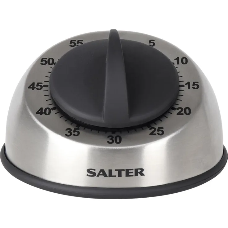 SALTER 60min mechanische Küchenuhr, Stopuhr zum Kochen und Backen, Analoge Küchenuhr, mechanischer Countdown, Gummifuß und,schalter