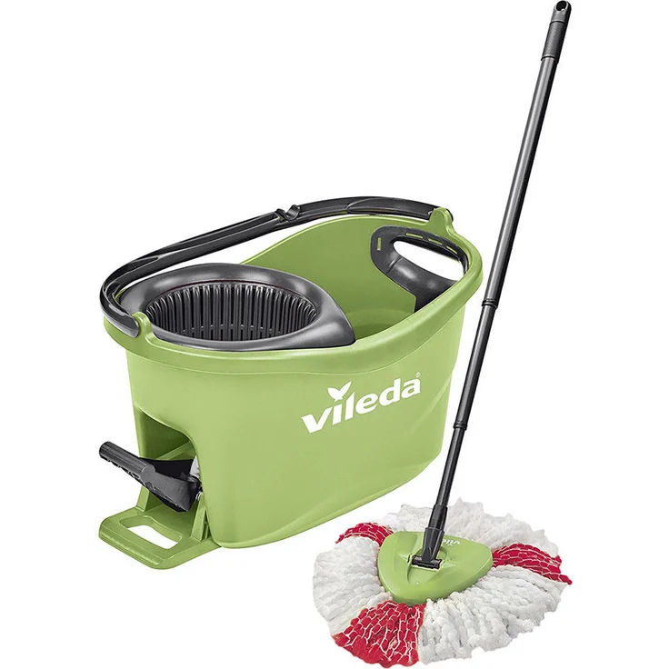 Vileda Turbo EasyWring & Clean Komplett Set, Wischmop und Eimer mit PowerSchleuder, grün – Bild 1