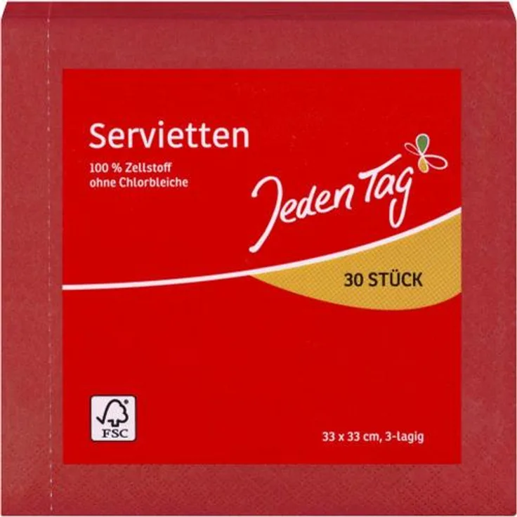 JedenTag Servietten Rot Papierservietten 3-lagig 30 Stück