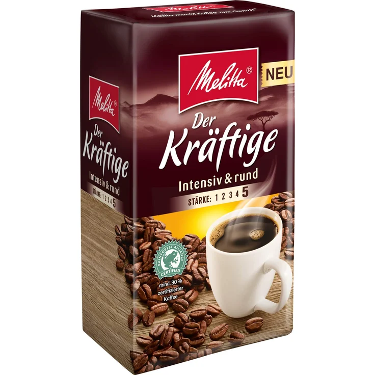 Melitta Gemahlener Röstkaffee, Filterkaffee, intensiv und rund, Stärke 5, Der Kräftige, 12er Pack (12 x 500 g) – Bild 1