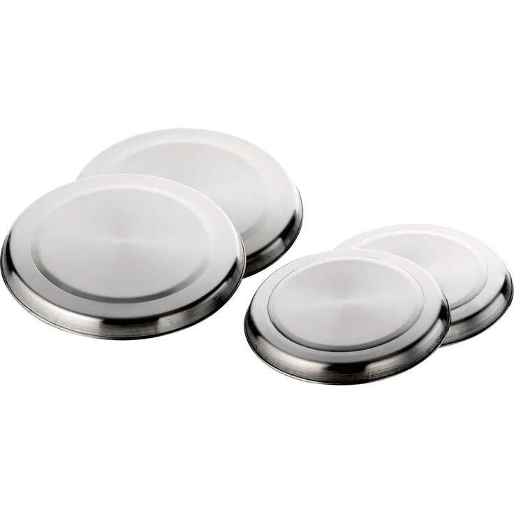 axentia Herdabdeckplatten rund - Edelstahl Abdeckung für Herd-Platten - 4x Abdeckplatten in Silber - Herdabdeckplatten 2x 16cm - 2x 20cm Durchmesser - Als Untersetzer verwendbar - Abdeckplatten-Set