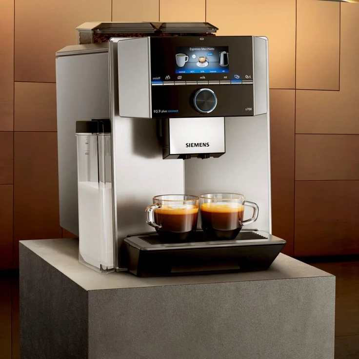 Siemens EQ.9 plus connect s700 Kaffeevollautomat TI957FX1DE, Personalisierung, 2 Bohnenbehälter, integriertes Mahlwerk, extra leise, 1500 Watt, Edelstahl, mit Milchsystem – Bild 7