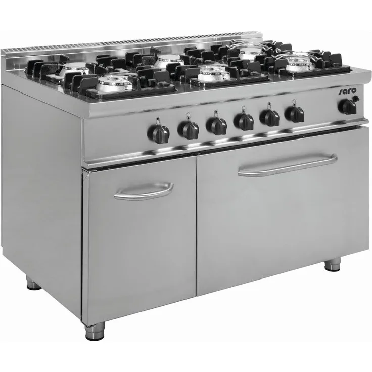 Saro Gasherd mit Gasbackofen Modell E7-KUPG6LN, Maße: B 1200 x T 700 x H 850