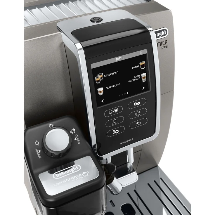 De'Longhi Dinamica Plus ECAM 370.95.T Kaffeevollautomat mit Milchsystem und integriertem Mahlwerk, Cappuccino und Espresso auf Knopfdruck, 3,5 Zoll TFT Touchscreen Farbdisplay und App-Steuerung, titan – Bild 6